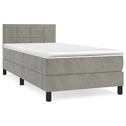 vidaXL Sommier à lattes de lit et matelas Gris clair 100x200cm Velours