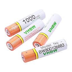 vhbw Lot 4 piles rechargeables AAA, HR03 1000mAh compatible avec Medion Life S63003, Life S63026, Life S63047, Life P62004, MD82144, MD82449,MD82717 