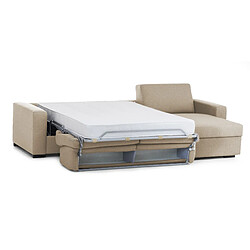 Acheter Autrement Talamo Italia Canapé-lit d'angle Elisabetta, Made in Italy, Ouverture pivotante avec matelas et filet inclus, avec péninsule conteneur réversible, avec accoudoirs minces, Cm: 260x95h90, Couleur Beige