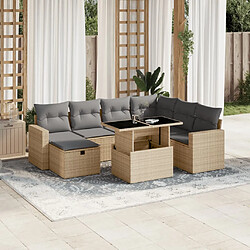 vidaXL Salon de jardin avec coussins 8 pcs beige résine tressée 