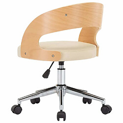 Maison Chic Chaise Gaming | Chaise pivotante de bureau Ergonomique Fauteuil Crème Bois courbé et similicuir -GKD55853 pas cher