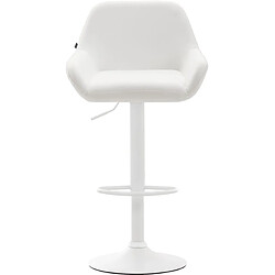 Avis Decoshop26 Lot de 2 tabourets de bar repose-pieds en forme d'arc en métal blanc assise en PVC blanc 10_0004027