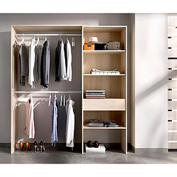 Pegane Armoire placard extensible coloris naturel - Longueur 110-160 x Hauteur 187 x Profondeur 40 cm