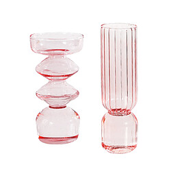 Fleur Vase En Verre Transparent Fleur Bourgeon Titulaire Vase à Fleurs En Verre Rose 2 Pièces, Vases Floraux Décoratifs élégants Contenant Hydroponique pour Salon, Bureau, Table et Mariage, Centres de Table