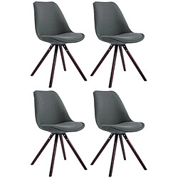 Decoshop26 4 chaises de salle à manger style scandinave en tissu gris foncé pieds rond en bois marron CDS10341