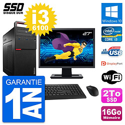 PC Tour Lenovo M700 Ecran 27" Intel i3-6100 RAM 16Go SSD 2To Windows 10 Wifi - Occasion