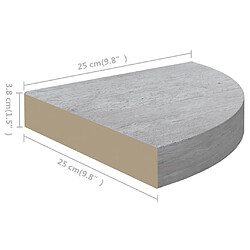 vidaXL Étagères d'angle murales 2 pcs Gris béton 25x25x3,8 cm MDF pas cher