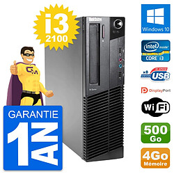 PC Lenovo ThinkCentre M82 SFF Intel i3-2100 RAM 4Go Disque 500Go Windows 10 Wifi - Occasion