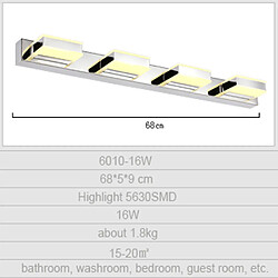 Avis Universal Lumière miroir 16W LED en acier inoxydable lumière miroir chambre commode toilettes salle de bains applique (lampe thermique)