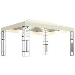 Maison Chic Tonnelle | Pergola avec guirlande lumineuse à LED 3x4 m Crème Tissu -GKD56487