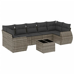 Maison Chic Salon de jardin 8 pcs avec coussins | Ensemble de Table et chaises | Mobilier d'Extérieur gris résine tressée -GKD68287