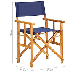 vidaXL Chaises de metteur en scène lot de 2 Bois massif d'acacia bleu pas cher