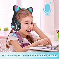 YUANFU-STN-28 Écouteurs Bluetooth sans fil Cat-ear Girls (avec écouteurs Bluetooth Wheat-Ear-Noir)