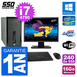 PC Tour HP 400 G1 Ecran 27" Intel i7-4790 RAM 16Go SSD 240Go Windows 10 Wifi · Occasion 