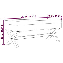 vidaXL Tabouret de rangement Gris clair 110x45x49 cm Velours pas cher