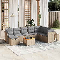 vidaXL Salon de jardin avec coussins 9pcs mélange beige résine tressée