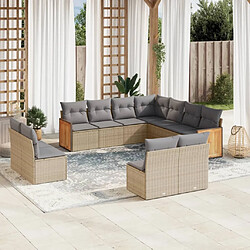 Maison Chic Salon de jardin 11 pcs avec coussins, Ensemble Tables et chaises d'extérieur beige résine tressée -GKD306420