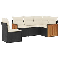 Maison Chic Ensemble de 5 Tables et chaises d'extérieur avec coussins,Salon de jardin noir résine tressée -GKD557094