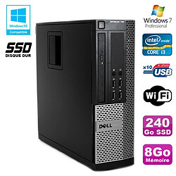 PC DELL Optiplex 790 SFF Intel core i3 3.3Ghz 8Go DDR3 240Go SSD WIFI Win 7 Pro - Occasion