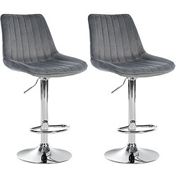 Non Lot de 2 tabourets de bar Toni velours chrome 