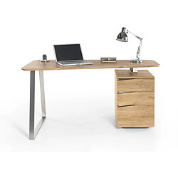 Pegane Bureau avec 3 tiroirs en chêne - L150 x H75 x P67 cm