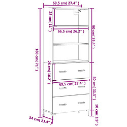 vidaXL Buffet haut Noir 69,5x34x180 cm Bois d'ingénierie pas cher