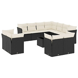 Maison Chic Salon de jardin 12 pcs avec coussins, Ensemble Tables et chaises d'extérieur noir résine tressée -GKD959038