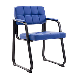 Decoshop26 Chaise visiteur fauteuil de bureau sans roulette synthétique bleu BUR10222