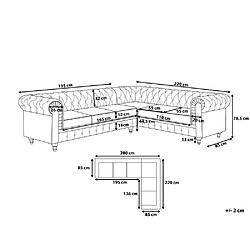 Avis Beliani Canapé angle à gauche 6 places en tissu gris clair CHESTERFIELD