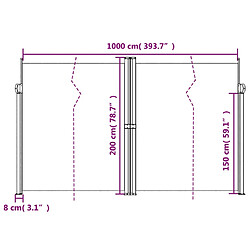 vidaXL Auvent latéral rétractable marron 200x1000 cm pas cher