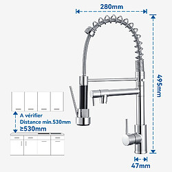 Auralum MAX Évier de Cuisine à Encastrer,1 Bac,60*49*20CM,Évier 1 Cuve en inox 304,Silver+Robinet Cuisine Rotatif 360° Douchette Extractible pas cher