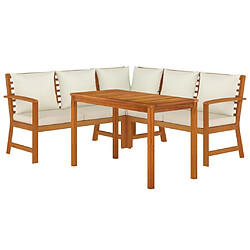 Avis Maison Chic Ensemble à manger d'extérieur 4 pcs avec coussins,Salon de jardin Bois acacia -GKD389991