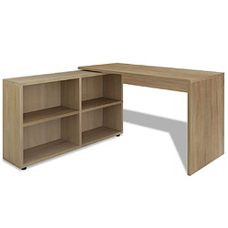 Maison Chic Bureau solide,Table de travail,Bureau d'ordinateur d'angle 4 étagères chêne -GKD70492