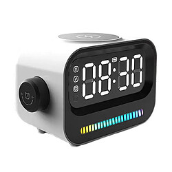 Yonis Enceinte Bluetooth 3 En 1 Lumière Ambiante Réveil Numérique Chargeur Sans Fil Magnétique 15W Réveillez-Vous Avec Style : Enceinte Bluetooth Lumineuse Avec Horloge Et Chargeur Sans Fil Blanc YONIS