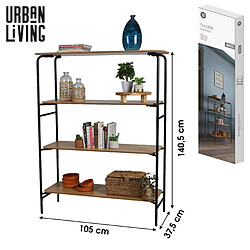 MEUBLE DE RANGEMENT MEUBLE D'ENTRÉE CONSOLE D'ENTRÉE BIBLIOTHEQUE 4 NIVEAUX AVEC STRUCTURE EN METAL NOIR 105X37XH140,5CM+Urban Living