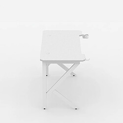 EGLI Bureau de jeu ergonomique en carbone 120x60cm avec porte-gobelet | Couleur: Blanc pas cher