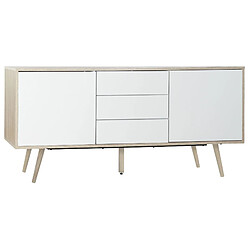 Pegane Buffet meuble de rangement en MDF coloris blanc / naturel et métal - Longueur 170 x Hauteur 76 x Profondeur 45 cm 