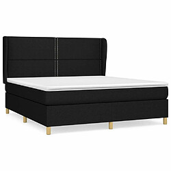 Maison Chic Structures de lit + matelas,Lit à sommier tapissier avec matelas Noir 160x200 cm Tissu -MN69980