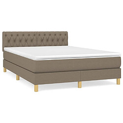 vidaXL Sommier à lattes de lit avec matelas Taupe 140x200 cm Tissu