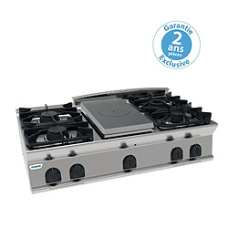 Plaque de cuisson - top 4 feux vifs gaz et 1/2 plaque coup de feu - gamme 700 - module 400 - Tecnoinox