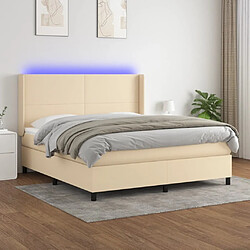 Maison Chic Lit adulte- Lit + matelas + LED,Sommier à lattes de lit matelas LED Crème 180x200 cm Tissu -GKD31830