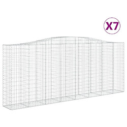 vidaXL Paniers à gabions arqués 7 pcs 400x50x160/180 cm fer galvanisé