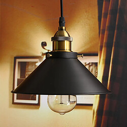 Stoex Lampes À Suspension Rétro Plafonnier Industriel Lustre Vintage 220Mm E27 (Noir) Abat-Jour en Métal Pour Loft Restaurant Café Bar