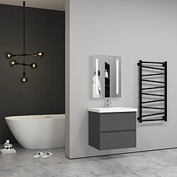 Avis Aica Sanitaire 60cm(L)x38.5cm(P)x52cm(H)Meuble salle de bain anthracite deux tiroirs avec une vasque à suspendre.