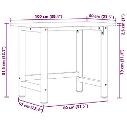 vidaXL Établi marron clair 100x60x81,5 cm bois de chêne massif pas cher