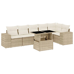 vidaXL Salon de jardin avec coussins 7 pcs beige résine tressée