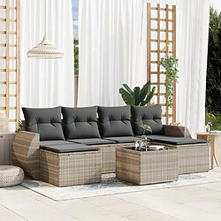 vidaXL Salon de jardin avec coussins 7 pcs gris clair résine tressée 