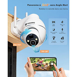 Avis YESKAMO 2K Camera Surveillance WiFi Exterieure sans Fil Solaire 360° PTZ, Caméra Exterieur Solaire Batterie 2,4 GHz, Vision Nocturne Couleur, Détection PIR, Audio Bidirectionnel