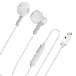 Écouteurs Filaires USB-C Musique et Appel Kit Mains libres 1.2m Akashi Blanc