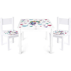 Leomark Table 'Yeti' et 2 chaises enfant Licorne